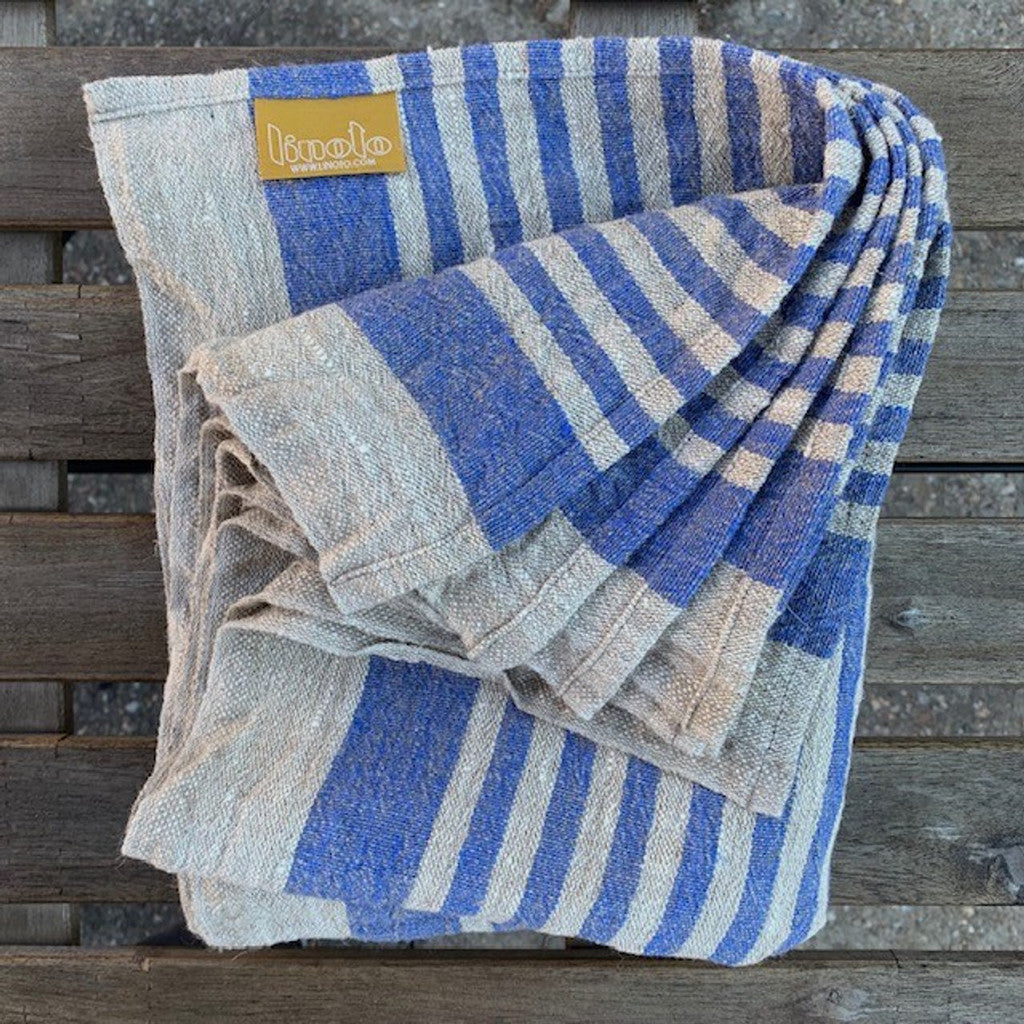 Lugano Linen Turkish Towel / Throw - Olive and Linen