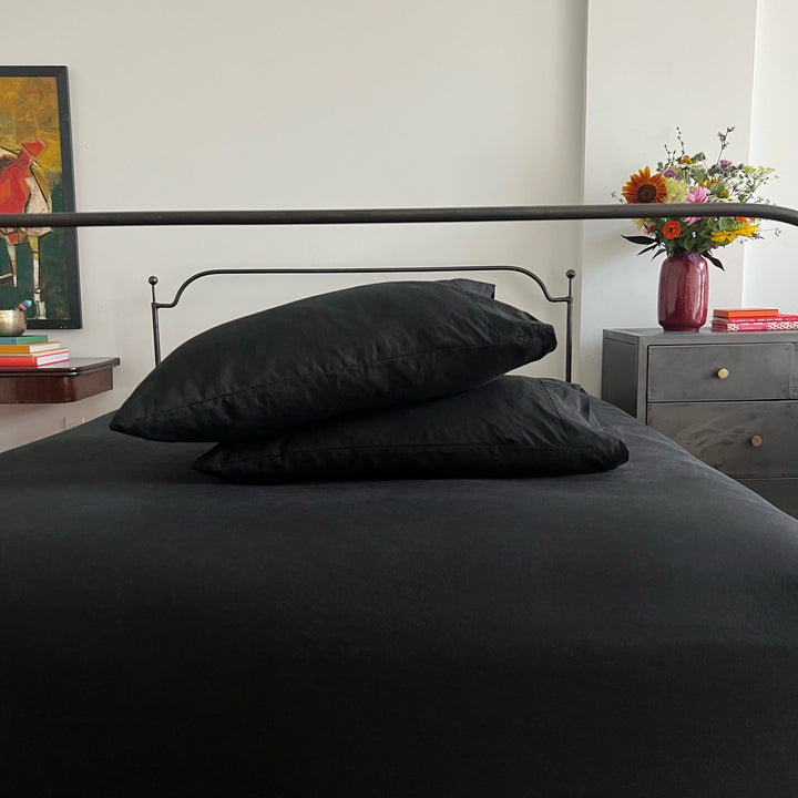 Black Linen Pillowcase