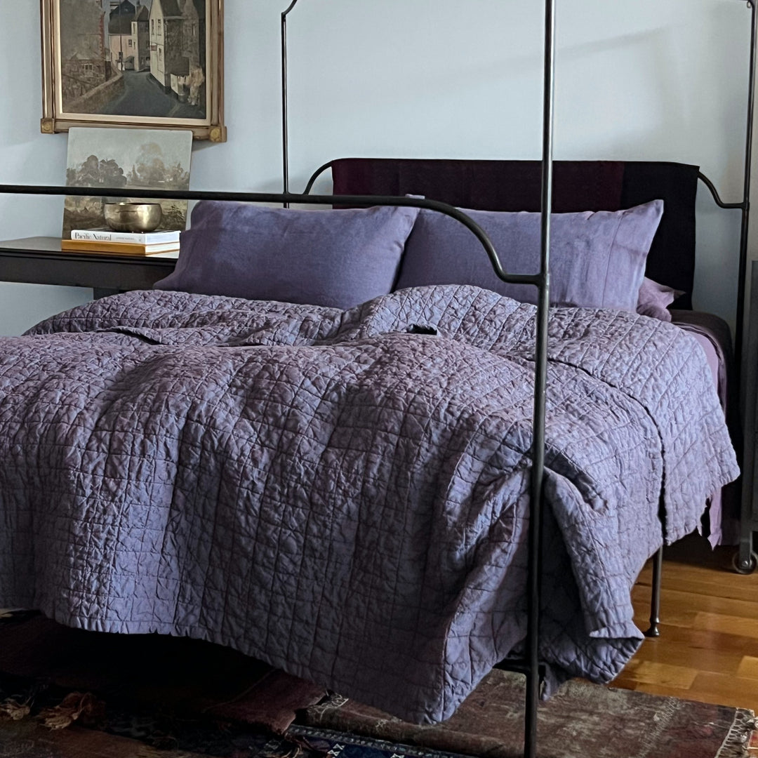 Copper Plum Quilted Linen Coverlet