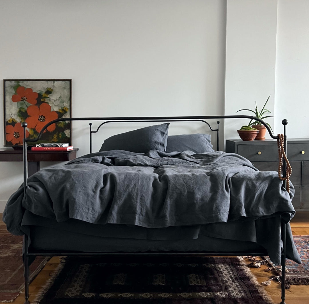 graphite linen duvet cover by Linoto